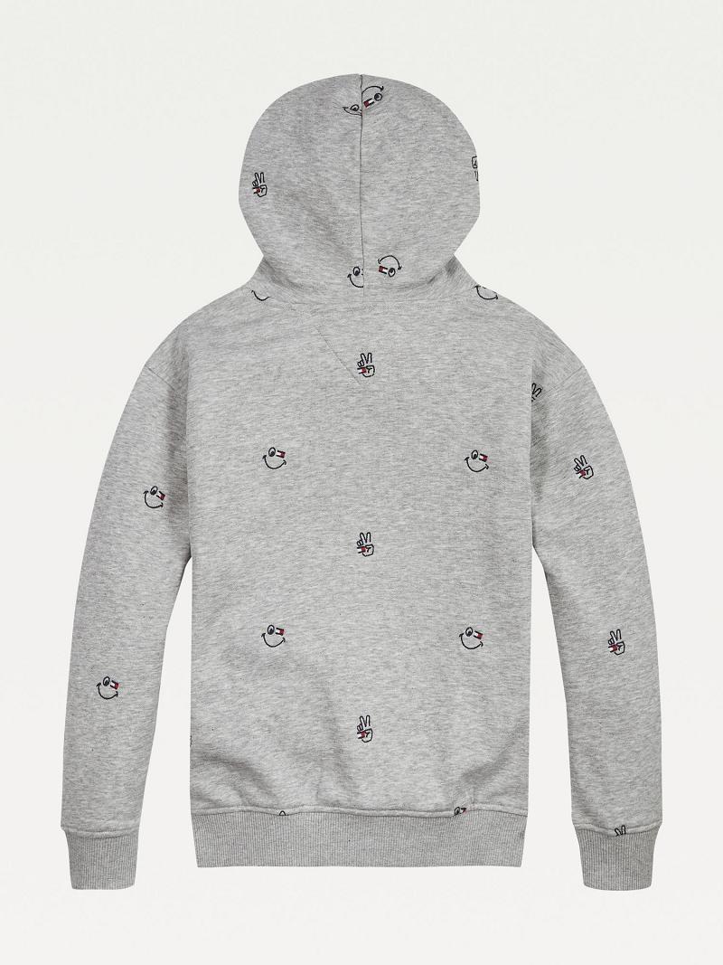 Fiú Tommy Hilfiger Organic Pamut Smiles Hoodies Szürke | HU 2117ILH